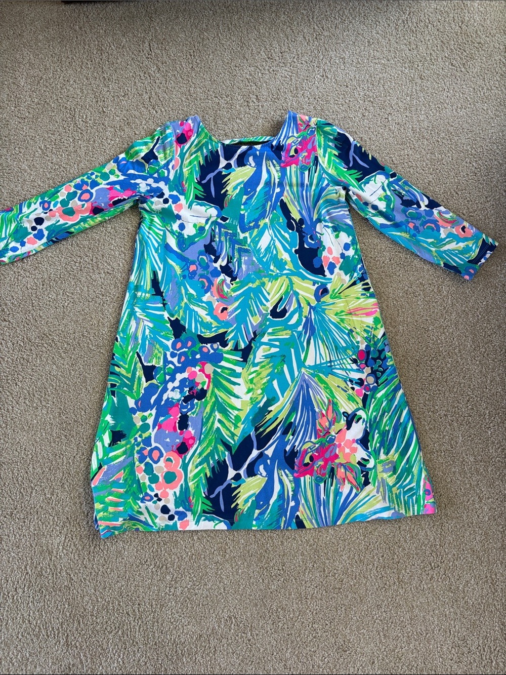 Lilly Pulitzer Tropical Print Long-Sleeve Dress - Blue, Green & Pink